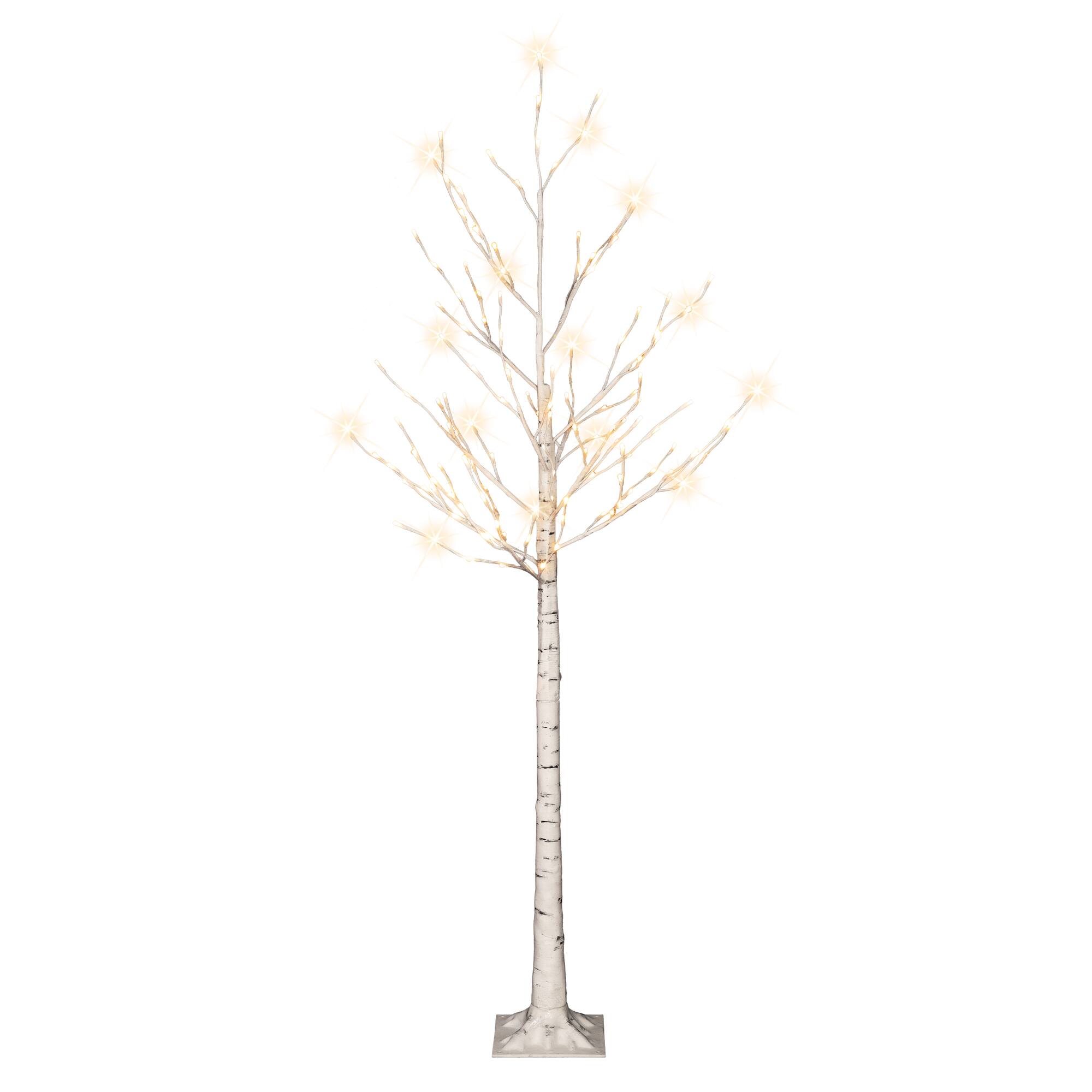 6ft. Pre-Lit White Artificial Twig Christmas Tree, White Lights, 2ct.